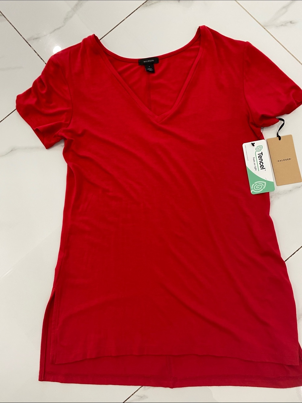 Halogen Bright Red V-Neck Short Sleeve Tee